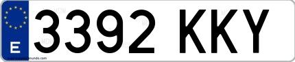 Ejemplo de matrícula española 3392 KKY