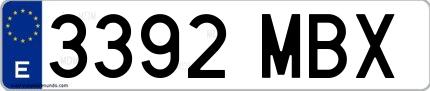 Ejemplo de matrícula española 3392 MBX