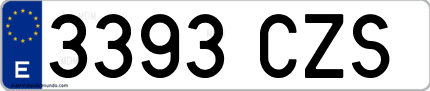 Ejemplo de matrícula de coche ordinaria 3393 CZS