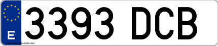 Ejemplo de matrícula de coche ordinaria 3393 DCB