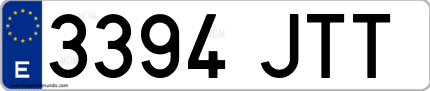 Ejemplo de matrícula de coche ordinaria 3394 JTT