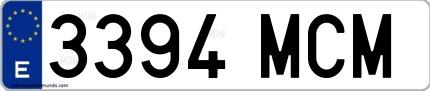 Ejemplo de matrícula española 3394 MCM