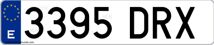 Ejemplo de matrícula de coche ordinaria 3395 DRX
