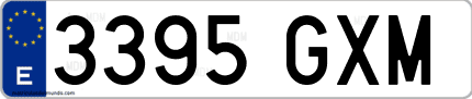 Ejemplo de matrícula de coche ordinaria 3395 GXM