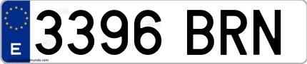 Ejemplo de matrícula española 3396 BRN