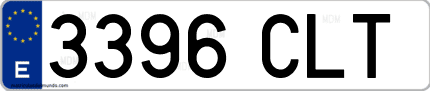 Ejemplo de matrícula de coche ordinaria 3396 CLT