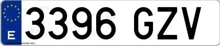 Ejemplo de matrícula española 3396 GZV