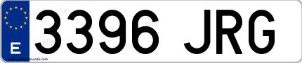Ejemplo de matrícula española 3396 JRG