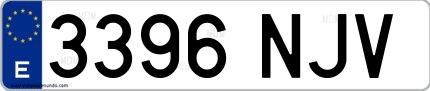 Ejemplo de matrícula española 3396 NJV