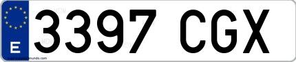 Ejemplo de matrícula española 3397 CGX