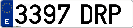 Ejemplo de matrícula de coche ordinaria 3397 DRP
