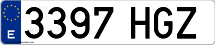 Ejemplo de matrícula de coche ordinaria 3397 HGZ