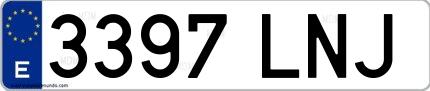 Ejemplo de matrícula española 3397 LNJ