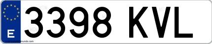Ejemplo de matrícula española 3398 KVL