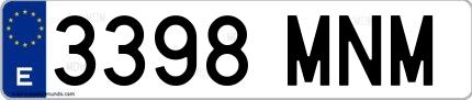 Ejemplo de matrícula española 3398 MNM