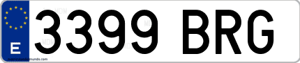 Ejemplo de matrícula de coche ordinaria 3399 BRG