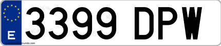 Ejemplo de matrícula de coche ordinaria 3399 DPW