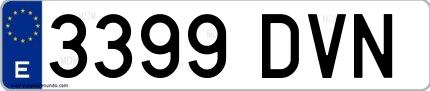 Ejemplo de matrícula española 3399 DVN