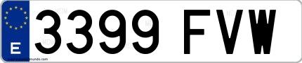 Ejemplo de matrícula española 3399 FVW