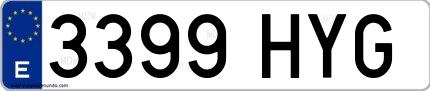 Ejemplo de matrícula española 3399 HYG