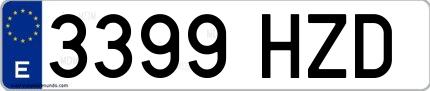 Ejemplo de matrícula española 3399 HZD