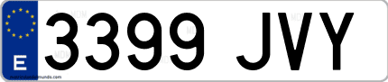 Ejemplo de matrícula de coche ordinaria 3399 JVY