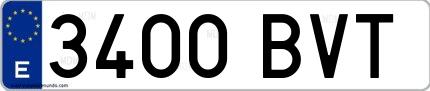 Ejemplo de matrícula española 3400 BVT