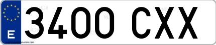 Ejemplo de matrícula española 3400 CXX