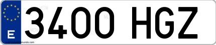 Ejemplo de matrícula española 3400 HGZ