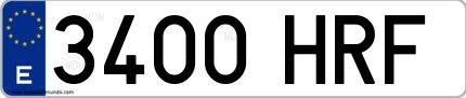 Ejemplo de matrícula española 3400 HRF