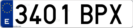 Ejemplo de matrícula de coche ordinaria 3401 BPX