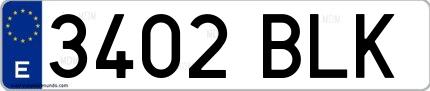 Ejemplo de matrícula española 3402 BLK