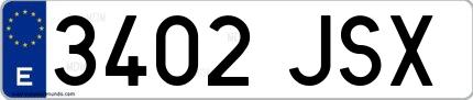 Ejemplo de matrícula española 3402 JSX