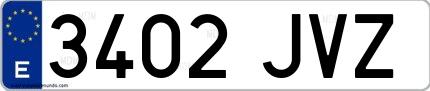 Ejemplo de matrícula española 3402 JVZ