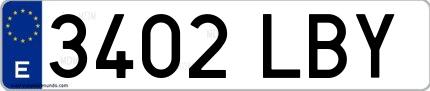 Ejemplo de matrícula española 3402 LBY
