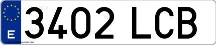 Ejemplo de matrícula española 3402 LCB