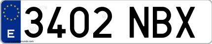 Ejemplo de matrícula española 3402 NBX