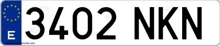 Ejemplo de matrícula española 3402 NKN