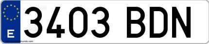 Ejemplo de matrícula española 3403 BDN