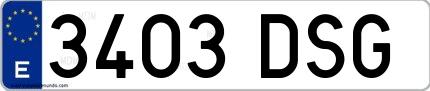 Ejemplo de matrícula española 3403 DSG