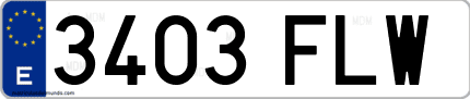 Ejemplo de matrícula de coche ordinaria 3403 FLW