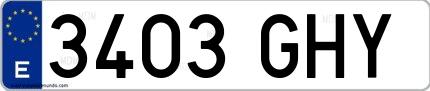 Ejemplo de matrícula española 3403 GHY