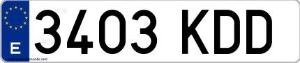 Ejemplo de matrícula española 3403 KDD