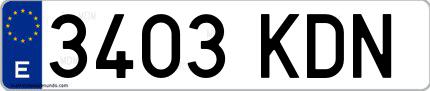 Ejemplo de matrícula española 3403 KDN