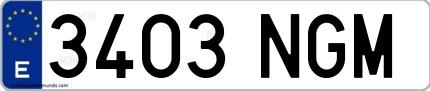 Ejemplo de matrícula española 3403 NGM