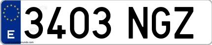 Ejemplo de matrícula española 3403 NGZ