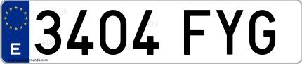 Ejemplo de matrícula española 3404 FYG