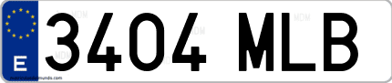 Ejemplo de matrícula de coche ordinaria 3404 MLB
