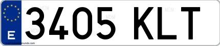 Ejemplo de matrícula española 3405 KLT