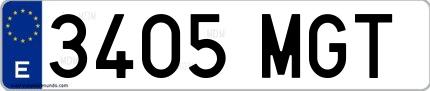 Ejemplo de matrícula española 3405 MGT